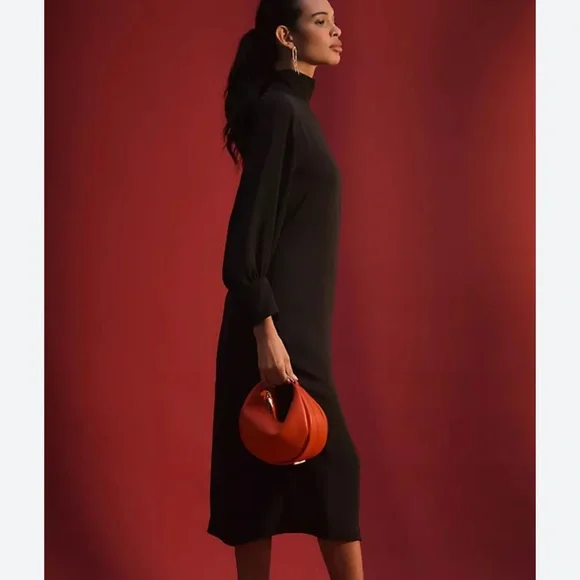 NWT Anthropologie Maeve Long-Sleeve Mock-Neck Midi Dress - Picture 3 of 7